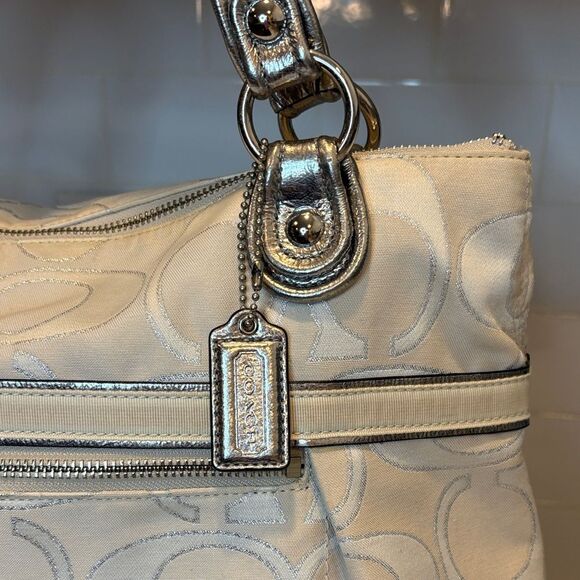 Coach Poppy Lurex Signature Jacquard Glam XL Tote Shoulder Bag - HTF - Picture 4 of 16